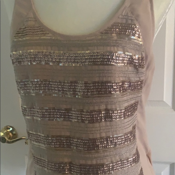 Express Tan/Bronze Sequin Dressy Tank - Picture 2 of 7